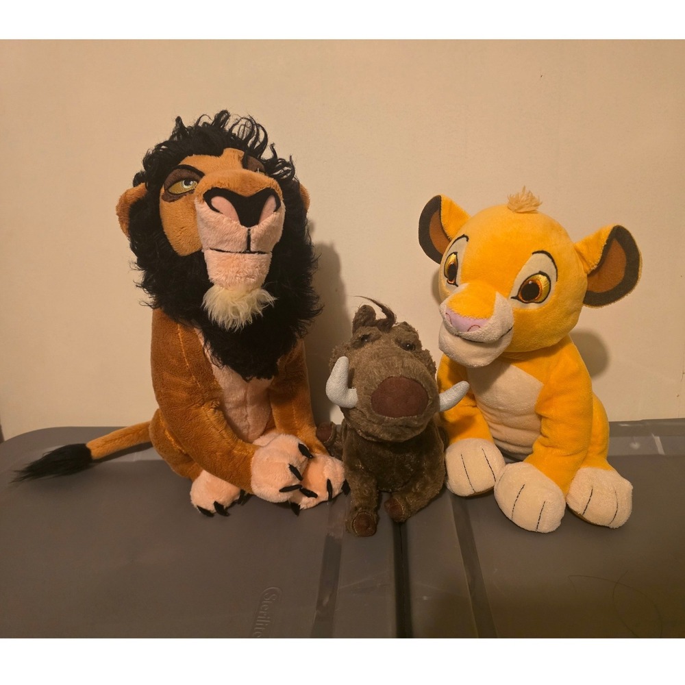Disney Lion King Plush Set Simba Scar Pumbaa Stuffed Animal Bundle Disney Store